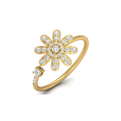 0.27 CT Rose Gold Floral Round Diamond Proposal Ring in 14 KT Gold - HIGHCARAT DIAMONDS