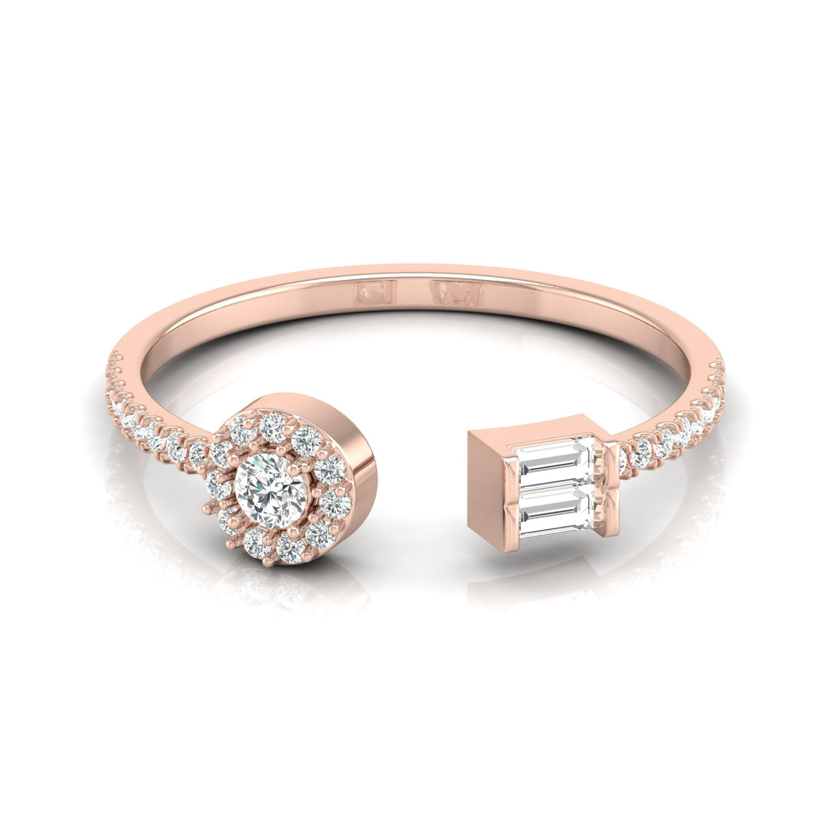 0.28 CT Pear & Round Cut Open Cuff Band Ring Mix & Match Modern Elegance - HIGHCARAT DIAMONDS