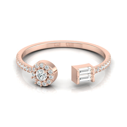 0.28 CT Pear & Round Cut Open Cuff Band Ring Mix & Match Modern Elegance - HIGHCARAT DIAMONDS