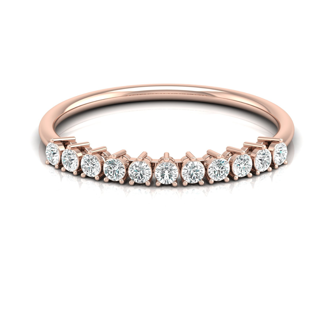 Minimalist 0.30 CT Round-Cut Labgrown Diamond Half Eternity Band Ring for Stacking - HIGHCARAT DIAMONDS