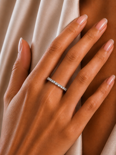 Minimalist 0.30 CT Round-Cut Labgrown Diamond Half Eternity Band Ring for Stacking - HIGHCARAT DIAMONDS