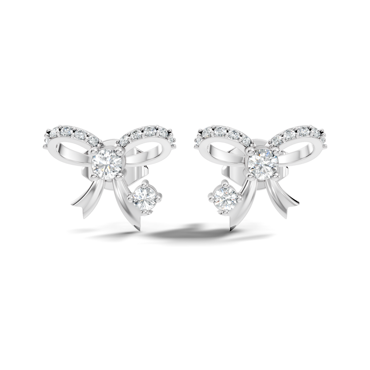 Elegance Round Shape Natural & Lab Grown Diamond Dazzling  Copy Ribbon Type Girl Diamond Earring - HIGHCARAT DIAMONDS