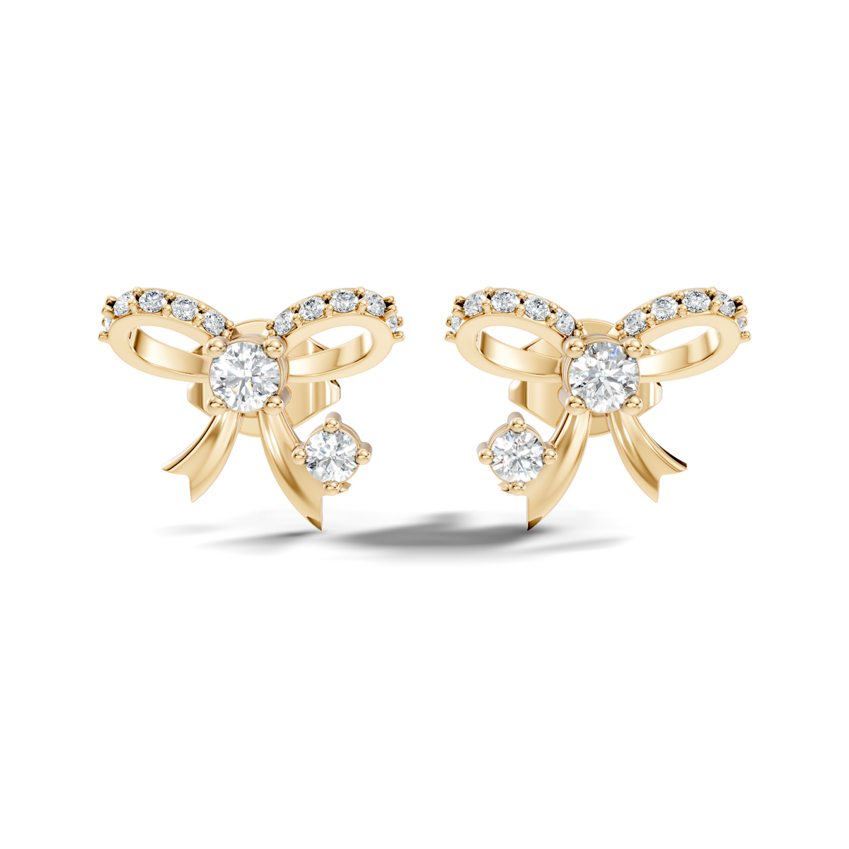 Elegance Round Shape Natural & Lab Grown Diamond Dazzling  Copy Ribbon Type Girl Diamond Earring - HIGHCARAT DIAMONDS