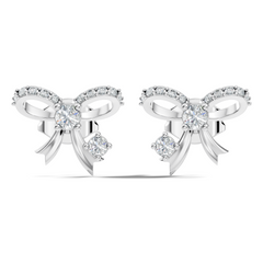 Elegance Round Shape Natural & Lab Grown Diamond Dazzling  Copy Ribbon Type Girl Diamond Earring - HIGHCARAT DIAMONDS
