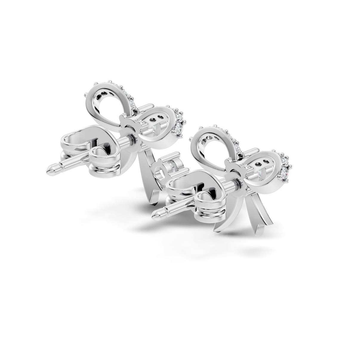 Elegance Round Shape Natural & Lab Grown Diamond Dazzling  Copy Ribbon Type Girl Diamond Earring - HIGHCARAT DIAMONDS