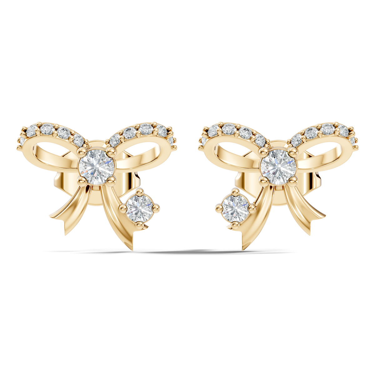 Elegance Round Shape Natural & Lab Grown Diamond Dazzling  Copy Ribbon Type Girl Diamond Earring - HIGHCARAT DIAMONDS