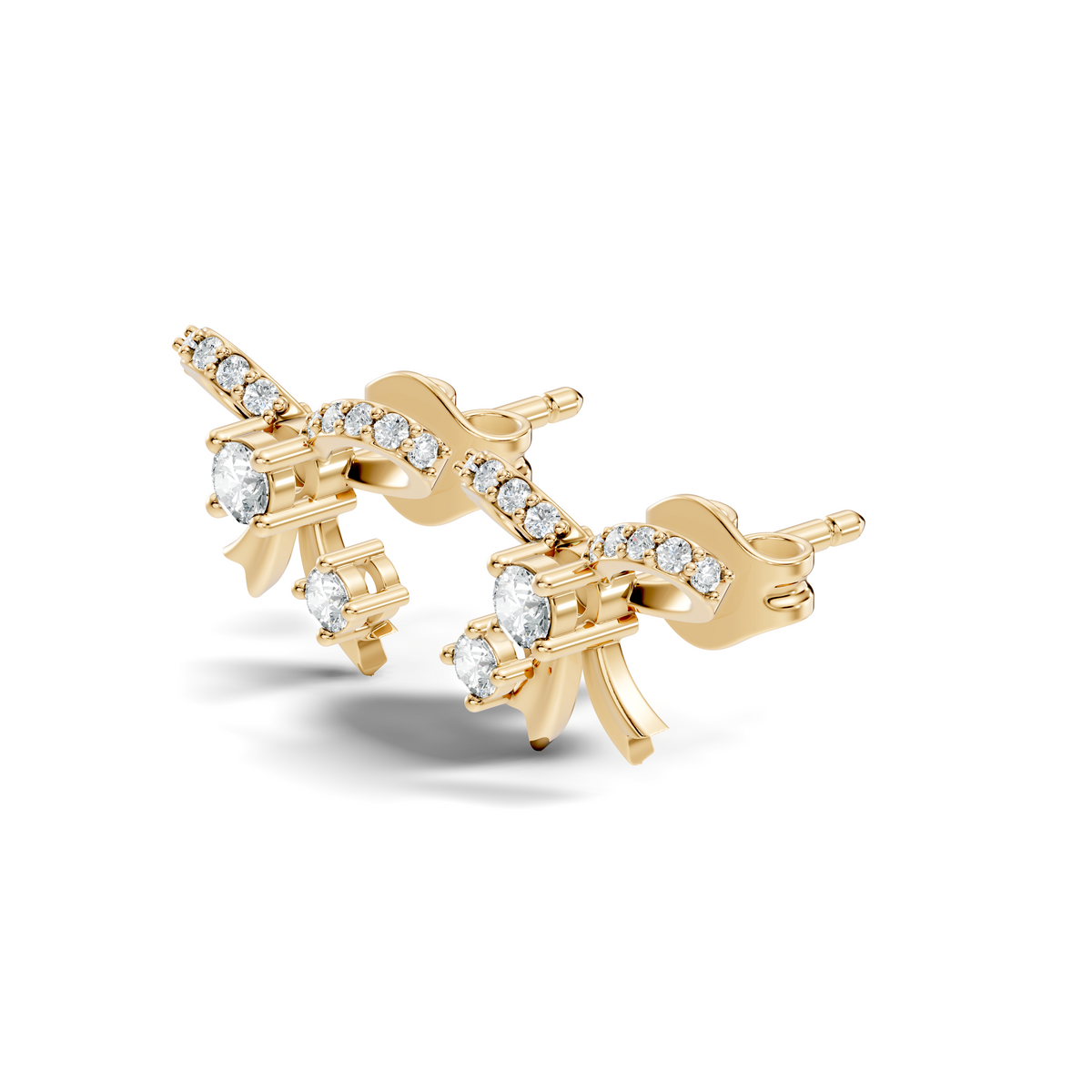 Elegance Round Shape Natural & Lab Grown Diamond Dazzling  Copy Ribbon Type Girl Diamond Earring - HIGHCARAT DIAMONDS