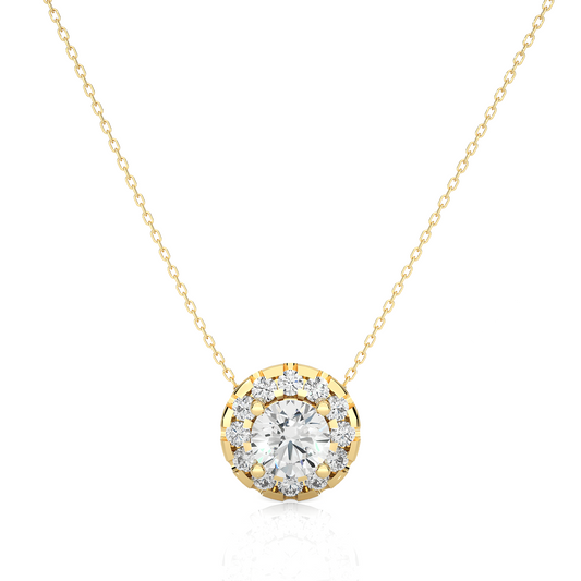 0.34 Carat Round Lab-Grown Diamond Halo pendants Shop elegant Pendant for women & exquisite gold pendant - HIGHCARAT DIAMONDS