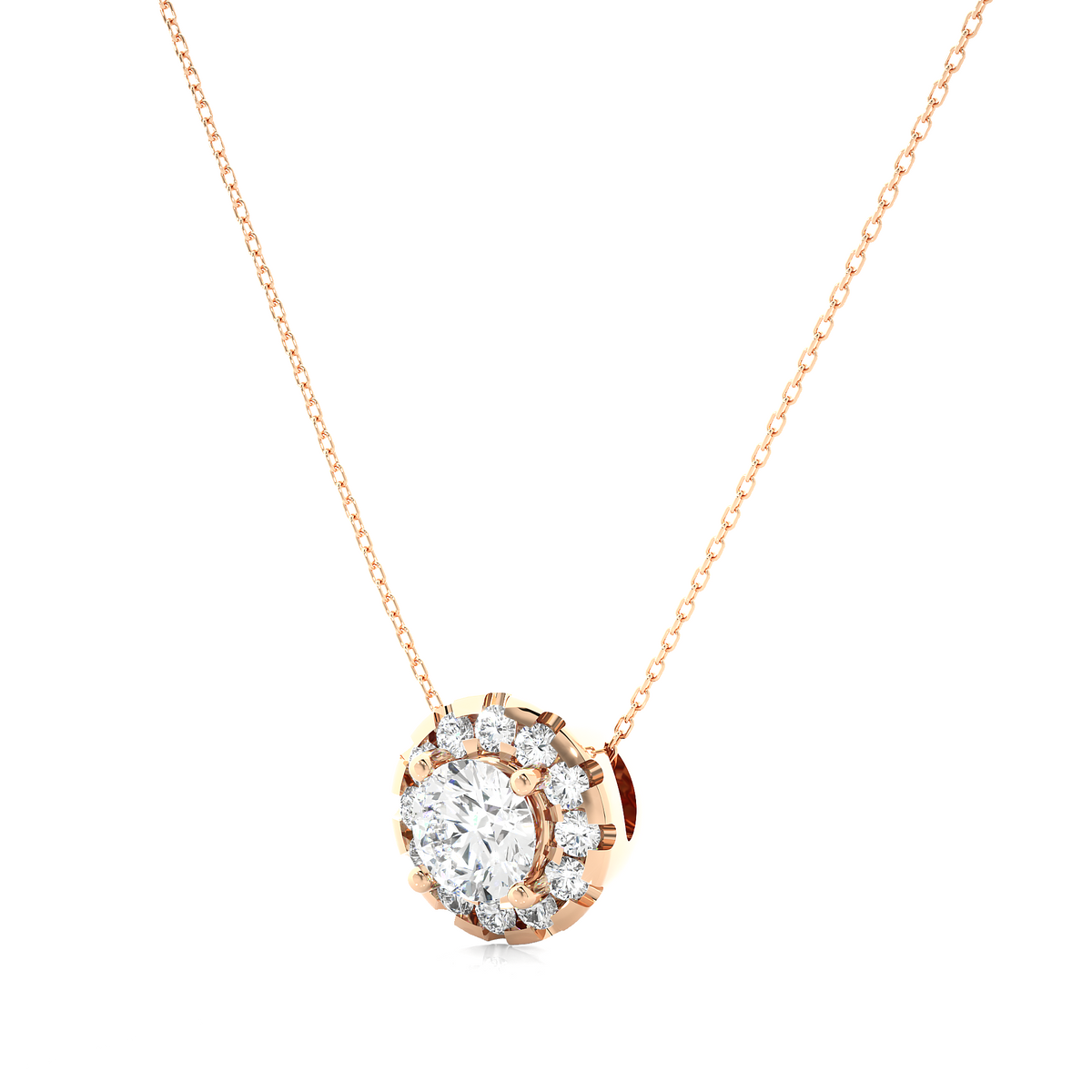 0.34 Carat Round Lab-Grown Diamond Halo pendants Shop elegant Pendant for women & exquisite gold pendant - HIGHCARAT DIAMONDS