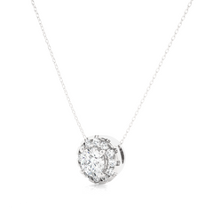 0.34 Carat Round Lab-Grown Diamond Halo pendants Shop elegant Pendant for women & exquisite gold pendant - HIGHCARAT DIAMONDS