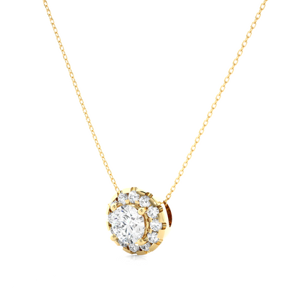 0.34 Carat Round Lab-Grown Diamond Halo pendants Shop elegant Pendant for women & exquisite gold pendant - HIGHCARAT DIAMONDS