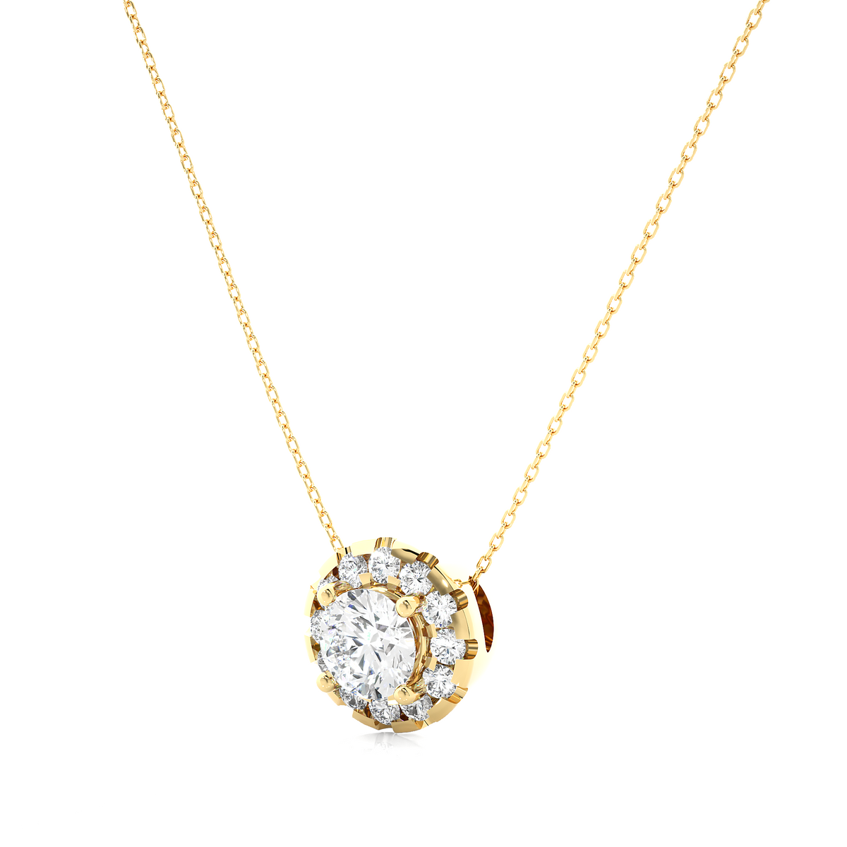 0.34 Carat Round Lab-Grown Diamond Halo pendants Shop elegant Pendant for women & exquisite gold pendant - HIGHCARAT DIAMONDS
