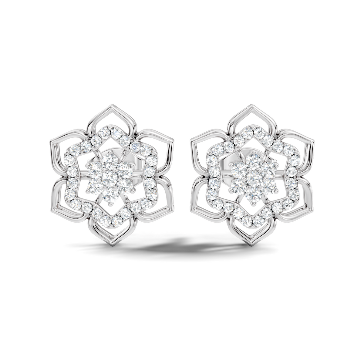 18k Solid Gold Natural & Lab Grown Round Shape Diamond New Classic Elegance Diamond Earrings For Women - HIGHCARAT DIAMONDS