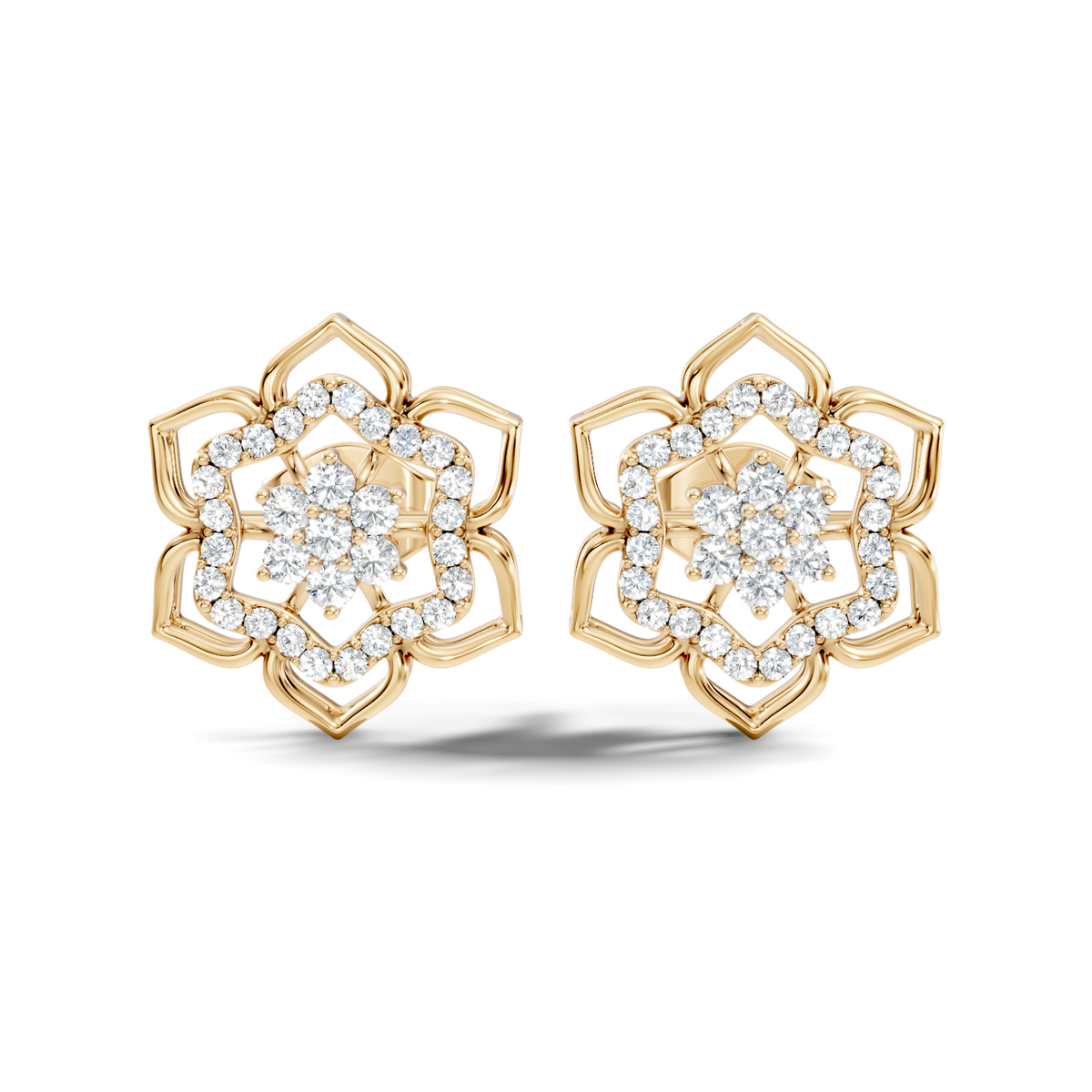 18k Solid Gold Natural & Lab Grown Round Shape Diamond New Classic Elegance Diamond Earrings For Women - HIGHCARAT DIAMONDS