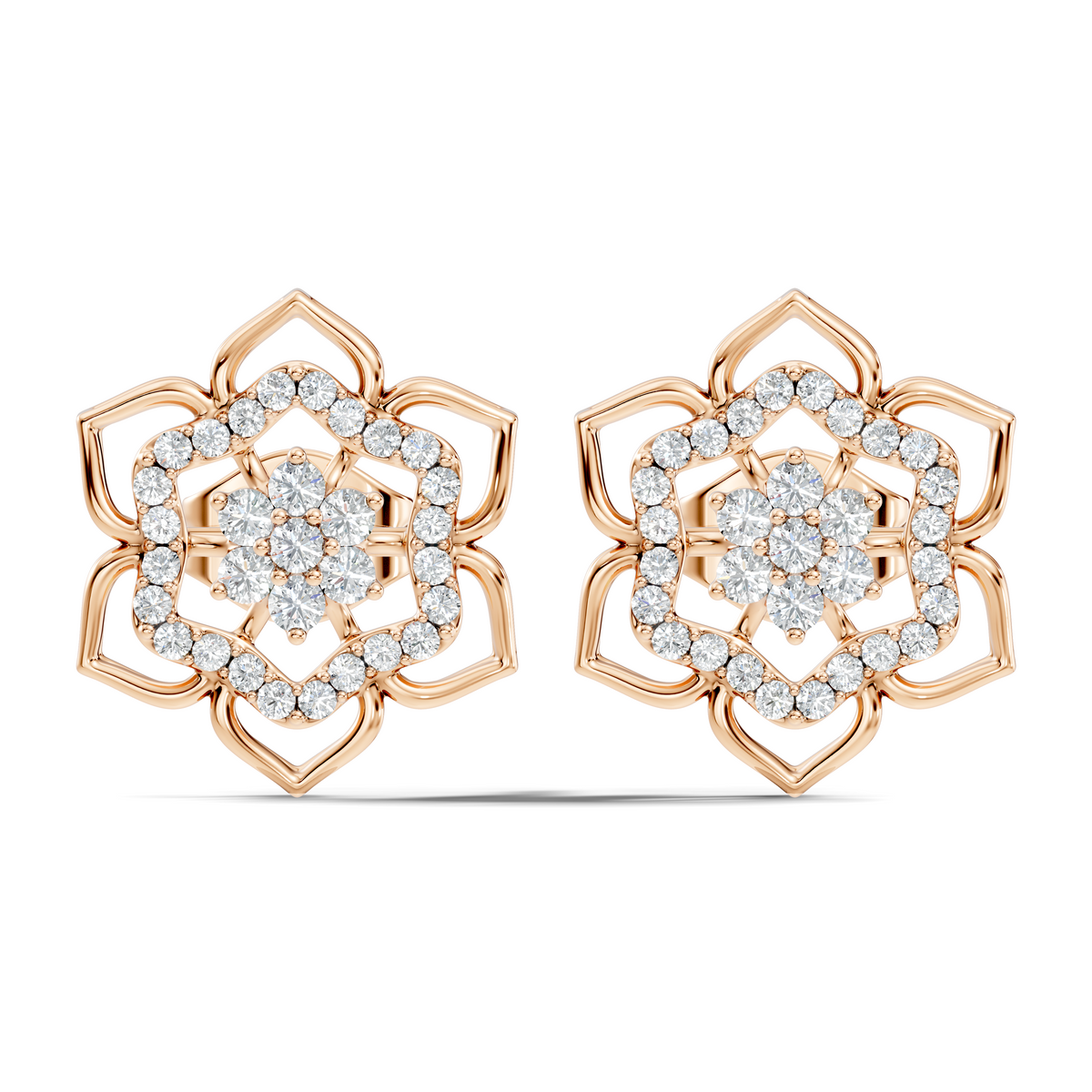 18k Solid Gold Natural & Lab Grown Round Shape Diamond New Classic Elegance Diamond Earrings For Women - HIGHCARAT DIAMONDS