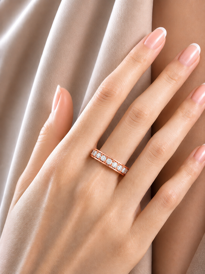 0.49 CT Round Diamond Channel Set Eternity Band Ring Special Anniversary Gift For Women's - HIGHCARAT DIAMONDS