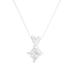 0.50 Carat Diamond Solitaire Pendant Necklace Angled Perspective