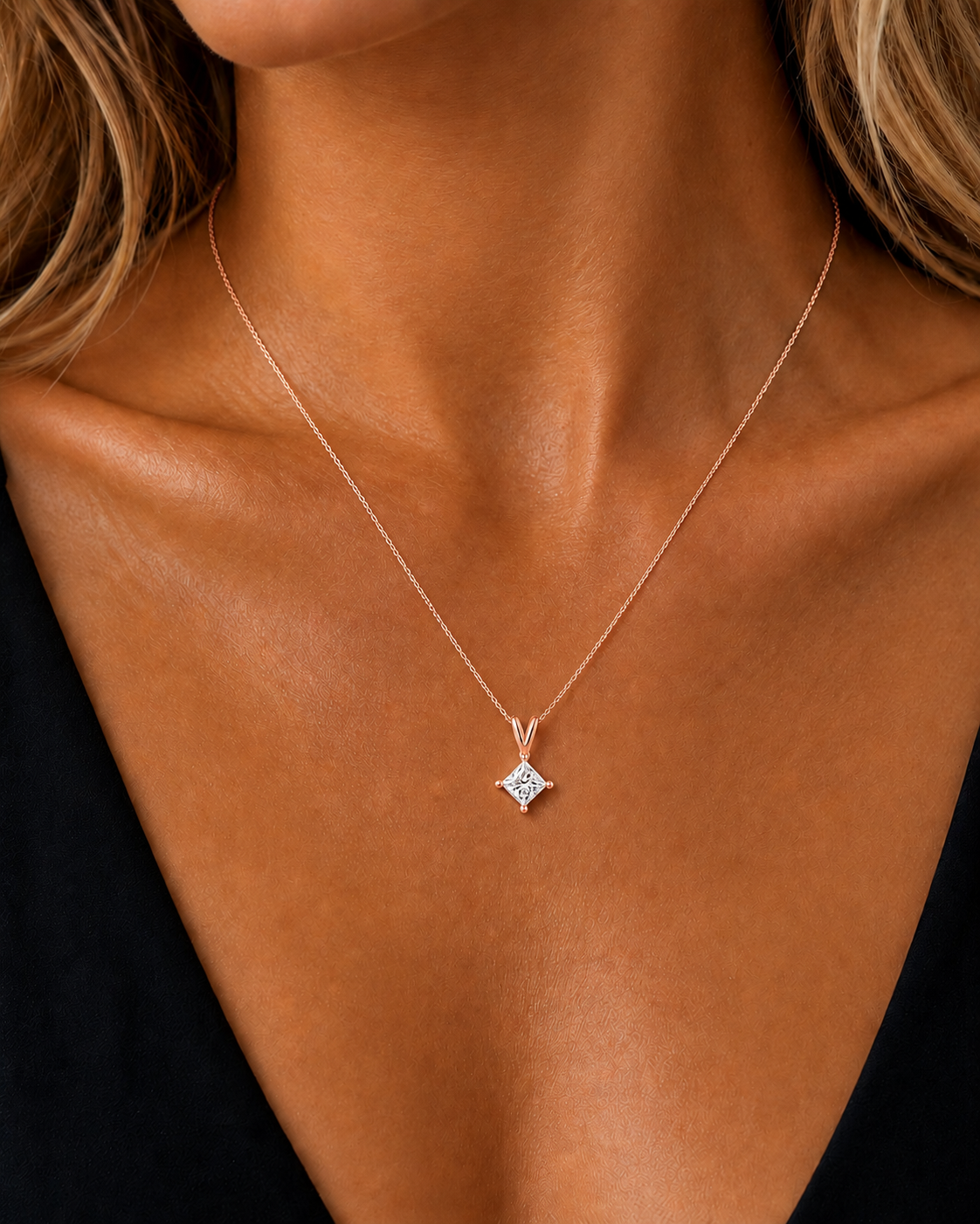 Elegant 0.50 Carat Diamond Solitiare Pendant Necklace Minimalist Gold Jewelry for Her - HIGHCARAT DIAMONDS