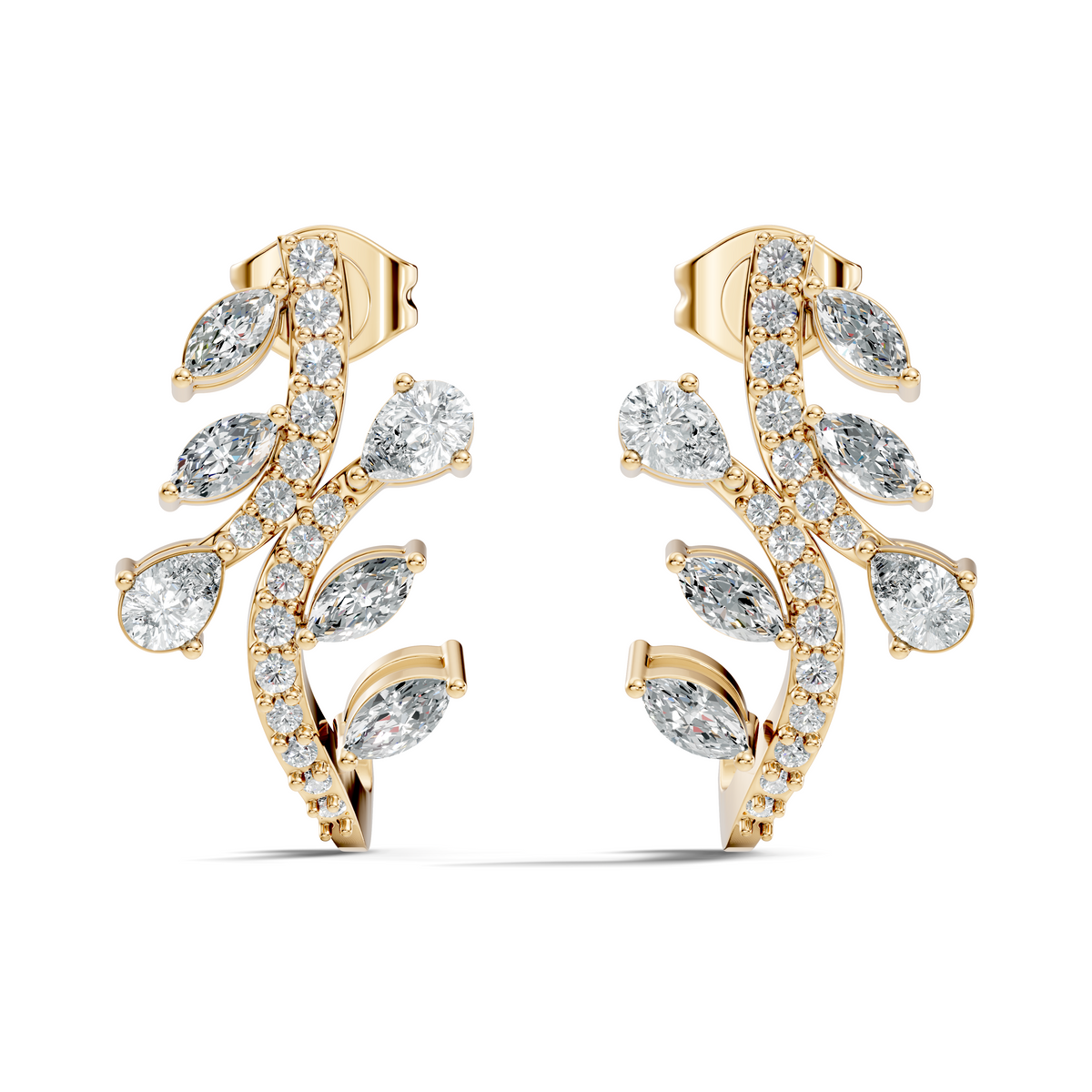Unique Marquise Or Pear Shape Lab Grown & Natural Diamond 14K Solid Yellow Gold Elegance Vintage Affordable daily wearing earring for women's - HIGHCARAT DIAMONDS