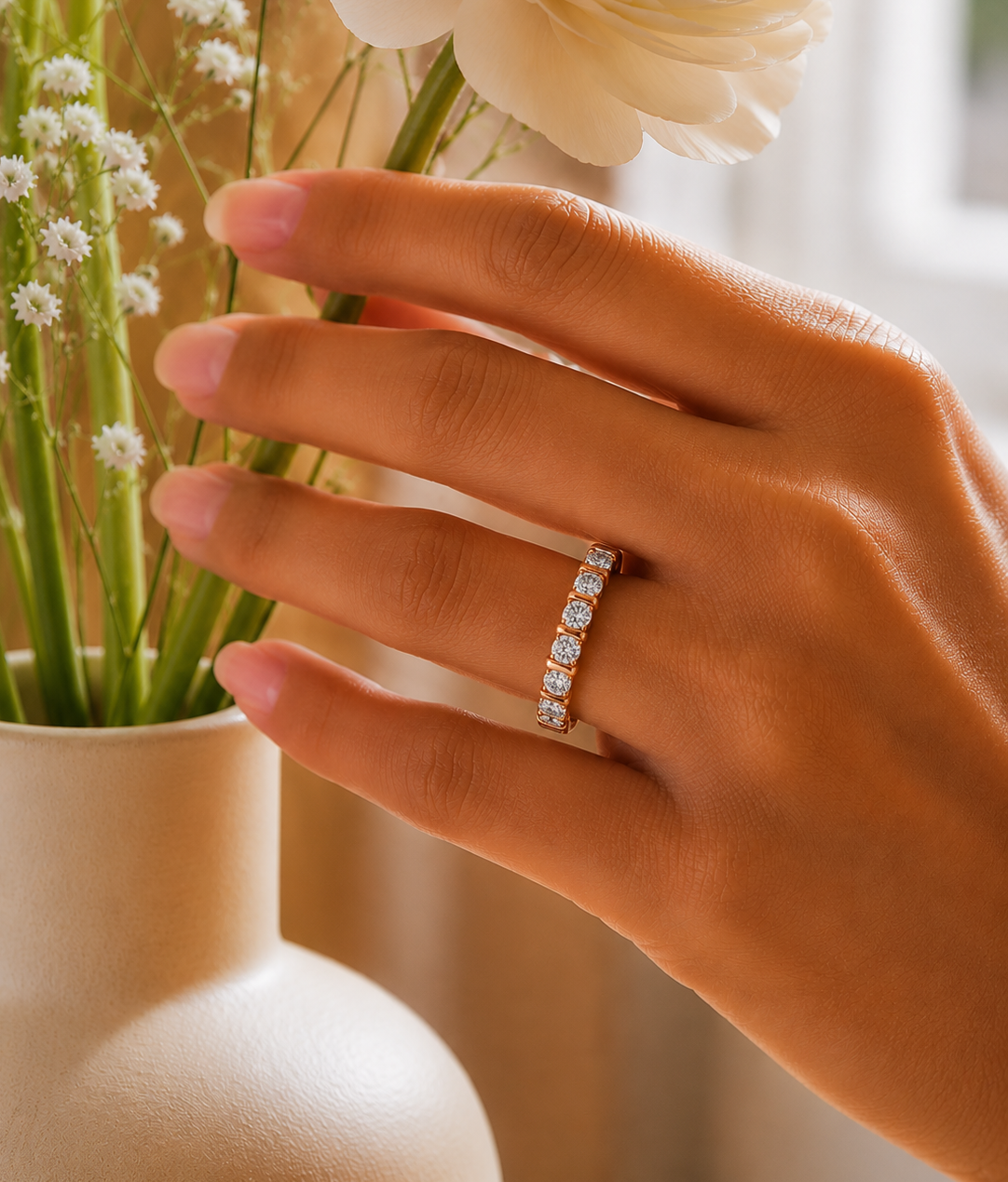 0.52 CT Elegant Diamond Eternity Wedding Band with Sustainable Labgrown Diamonds - HIGHCARAT DIAMONDS