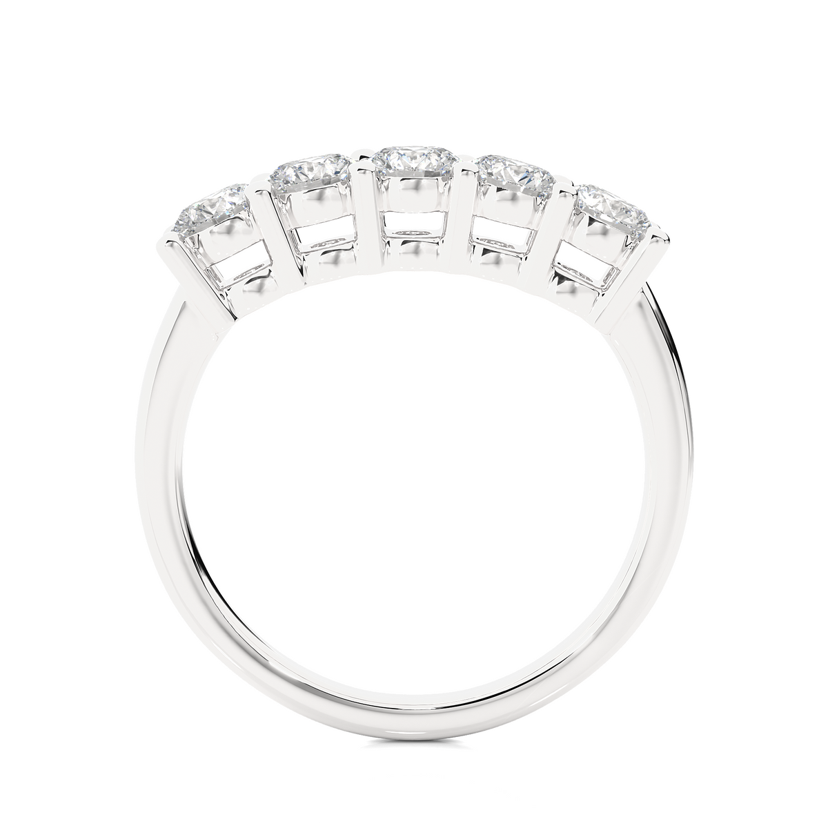 Labgrown 0.52 CT Round Cut Diamond Band Half Eternity Engagement Band For Her - HIGHCARAT DIAMONDS