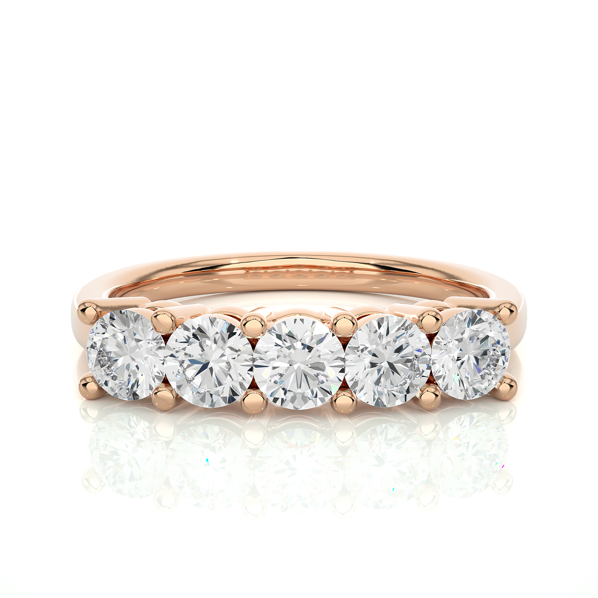 Labgrown 0.52 CT Round Cut Diamond Band Half Eternity Engagement Band For Her - HIGHCARAT DIAMONDS