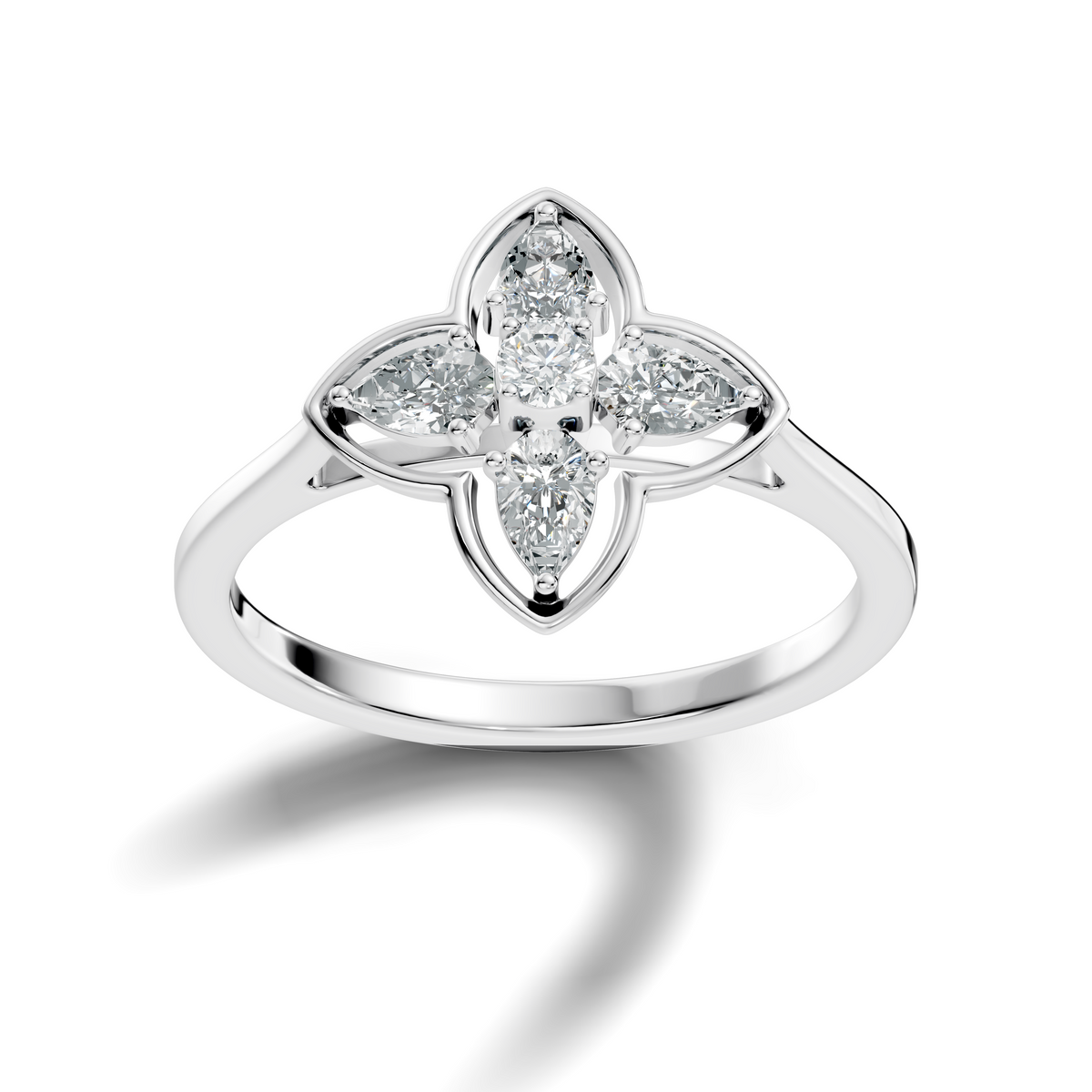 Pear and Round Cut High Quality Lab Grown Diamond Unique Art Deco Vintage Stacking Ring For Her - HIGHCARAT DIAMONDS