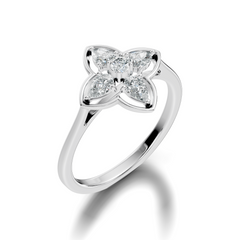 Pear and Round Cut High Quality Lab Grown Diamond Unique Art Deco Vintage Stacking Ring For Her - HIGHCARAT DIAMONDS