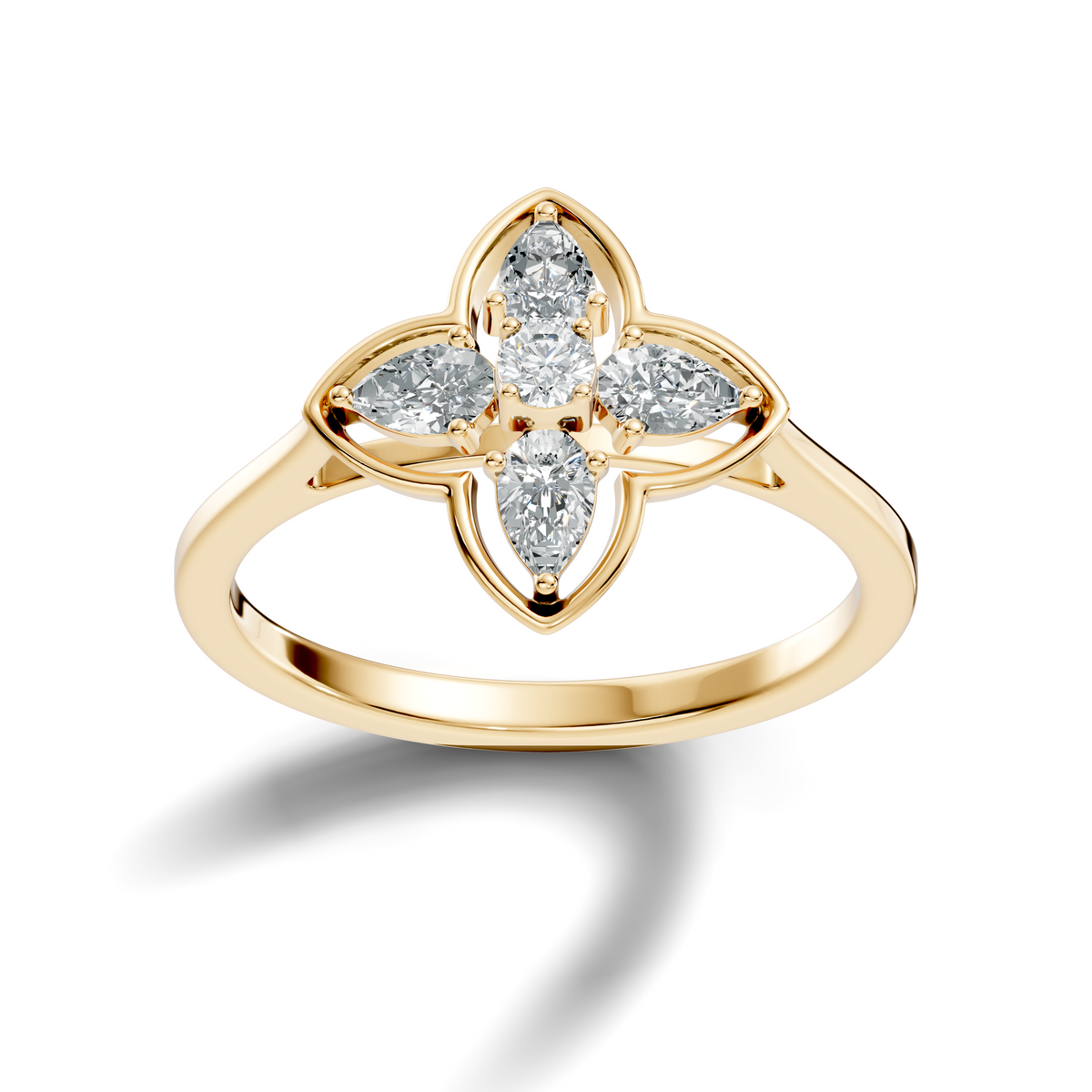 Pear and Round Cut High Quality Lab Grown Diamond Unique Art Deco Vintage Stacking Ring For Her - HIGHCARAT DIAMONDS