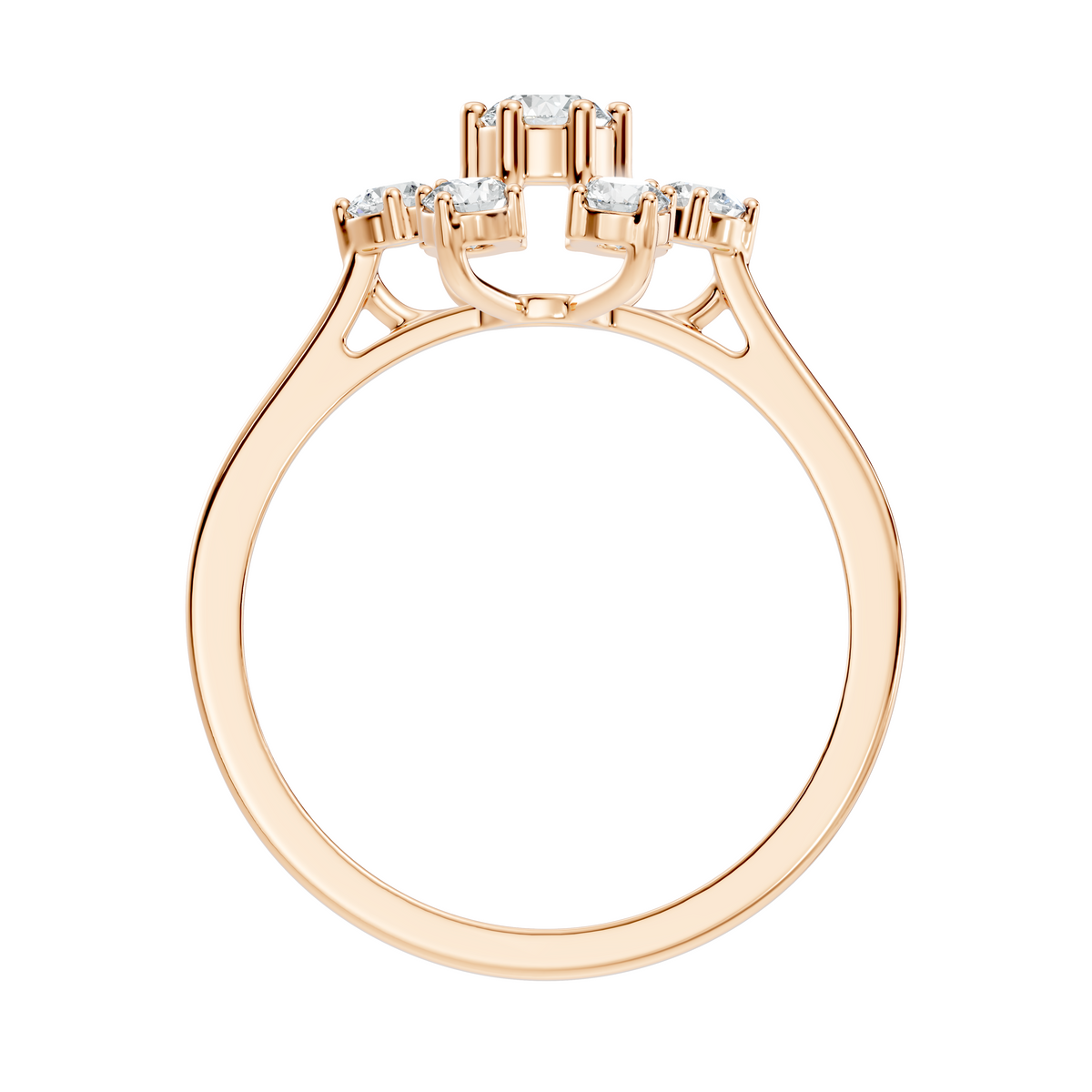 Round Cut Lab Grown Diamond Unique Flower Shape Dainty Stackable Party Wear Ring For Her - HIGHCARAT DIAMONDS