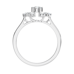 Round Cut Lab Grown Diamond Unique Flower Shape Dainty Stackable Party Wear Ring For Her - HIGHCARAT DIAMONDS