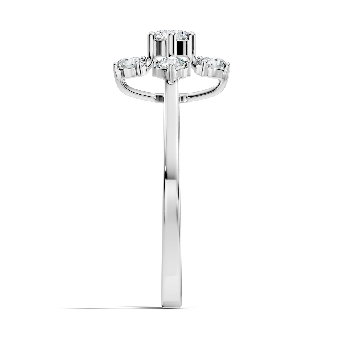 Round Cut Lab Grown Diamond Unique Flower Shape Dainty Stackable Party Wear Ring For Her - HIGHCARAT DIAMONDS