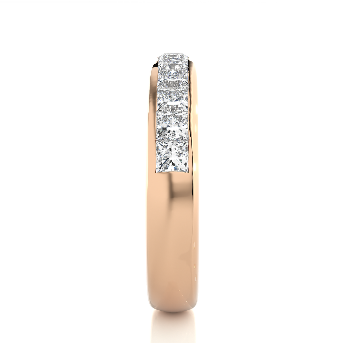 0.55 CT Princess Cut Diamond Eternity Band Ring in 18KT Solid Gold Wedding Jewelry - HIGHCARAT DIAMONDS