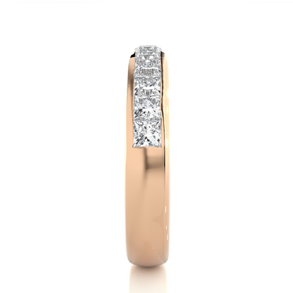 0.55 CT Princess Cut Diamond Eternity Band Ring in 18KT Solid Gold Wedding Jewelry - HIGHCARAT DIAMONDS