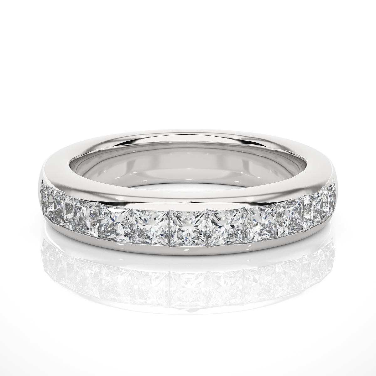 0.55 CT Princess Cut Diamond Eternity Band Ring in 18KT Solid Gold Wedding Jewelry - HIGHCARAT DIAMONDS
