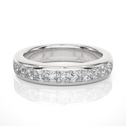 0.55 CT Princess Cut Diamond Eternity Band Ring in 18KT Solid Gold Wedding Jewelry - HIGHCARAT DIAMONDS