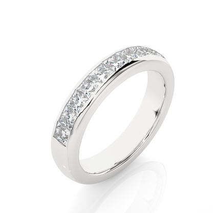 0.55 CT Princess Cut Diamond Eternity Band Ring in 18KT Solid Gold Wedding Jewelry - HIGHCARAT DIAMONDS