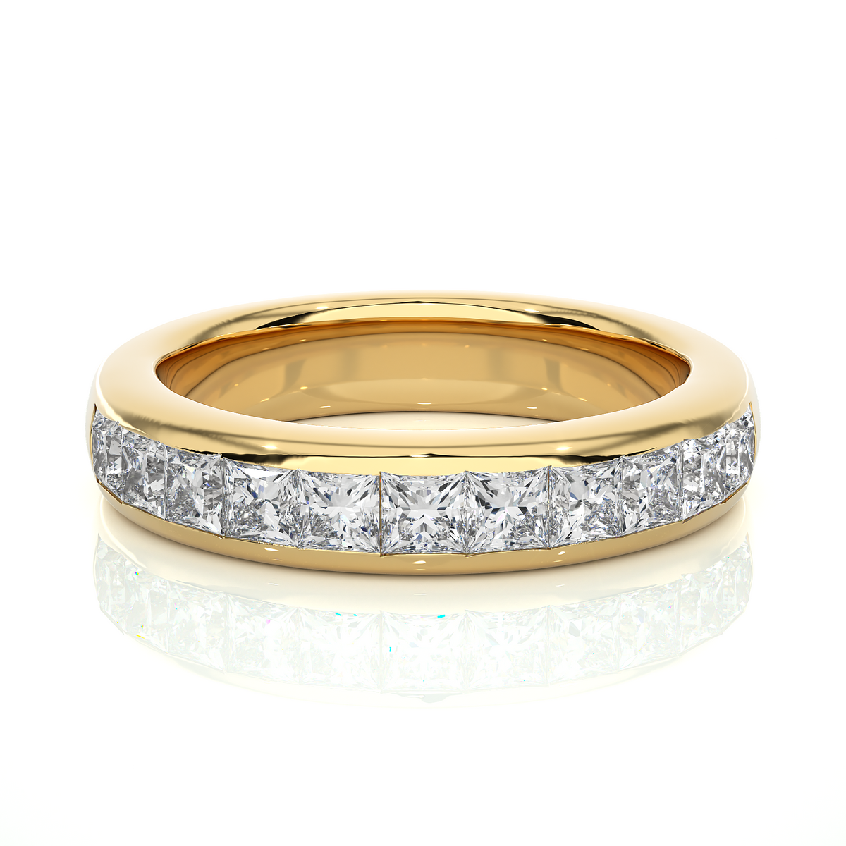 0.55 CT Princess Cut Diamond Eternity Band Ring in 18KT Solid Gold Wedding Jewelry - HIGHCARAT DIAMONDS