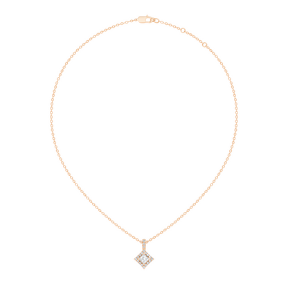 0.61 Carat Princess Cut Diamond Halo Pendant in 14K Yellow Gold for Her - HIGHCARAT DIAMONDS