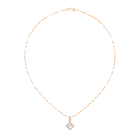 0.61 Carat Princess Cut Diamond Halo Pendant in 14K Yellow Gold for Her - HIGHCARAT DIAMONDS