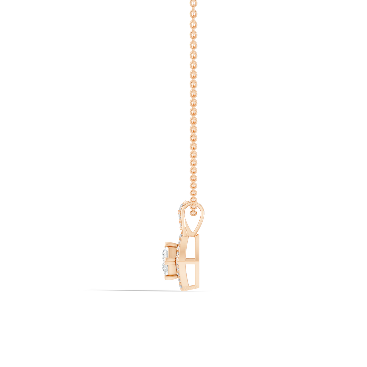 0.61 Carat Princess Cut Diamond Halo Pendant in 14K Yellow Gold for Her - HIGHCARAT DIAMONDS