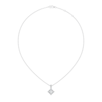 0.61 Carat Princess Cut Diamond Halo Pendant in 14K Yellow Gold for Her - HIGHCARAT DIAMONDS