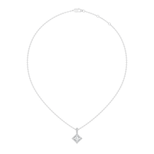 0.61 Carat Princess Cut Diamond Halo Pendant in 14K Yellow Gold for Her - HIGHCARAT DIAMONDS