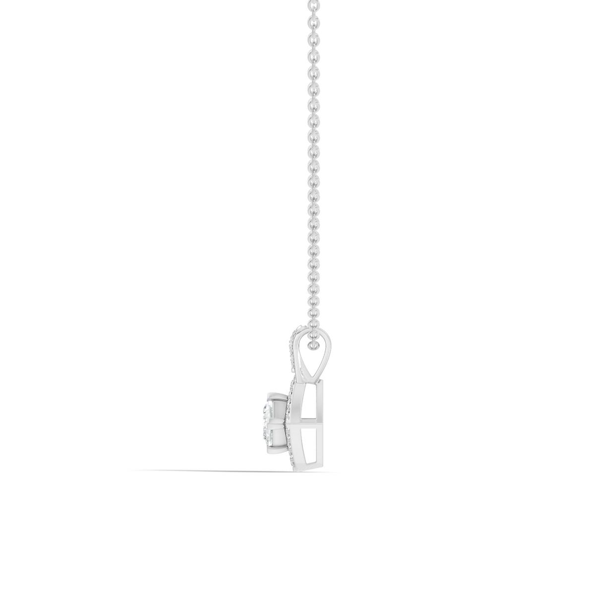 0.61 Carat Princess Cut Diamond Halo Pendant in 14K Yellow Gold for Her - HIGHCARAT DIAMONDS