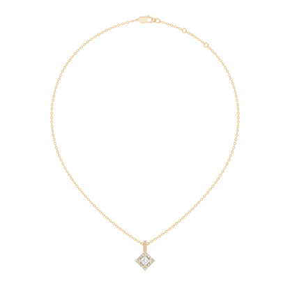 0.61 Carat Princess Cut Diamond Halo Pendant in 14K Yellow Gold for Her - HIGHCARAT DIAMONDS