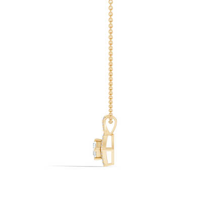 0.61 Carat Princess Cut Diamond Halo Pendant in 14K Yellow Gold for Her - HIGHCARAT DIAMONDS