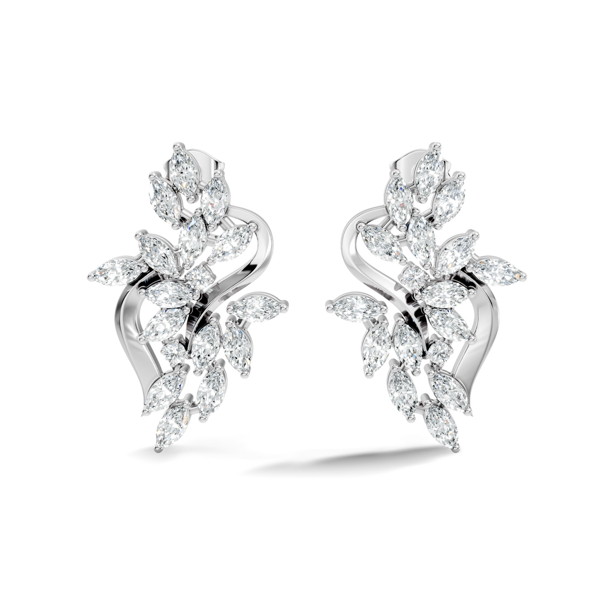 Unique Marquise And Round Cut Diamond Stud  Earring Vintage Antique Affordable Stud Earring Gift For Women's In 14K Solid Gold - HIGHCARAT DIAMONDS