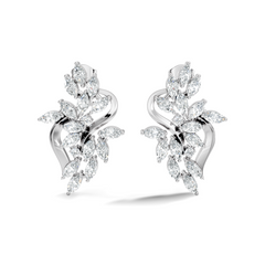 Unique Marquise And Round Cut Diamond Stud  Earring Vintage Antique Affordable Stud Earring Gift For Women's In 14K Solid Gold - HIGHCARAT DIAMONDS