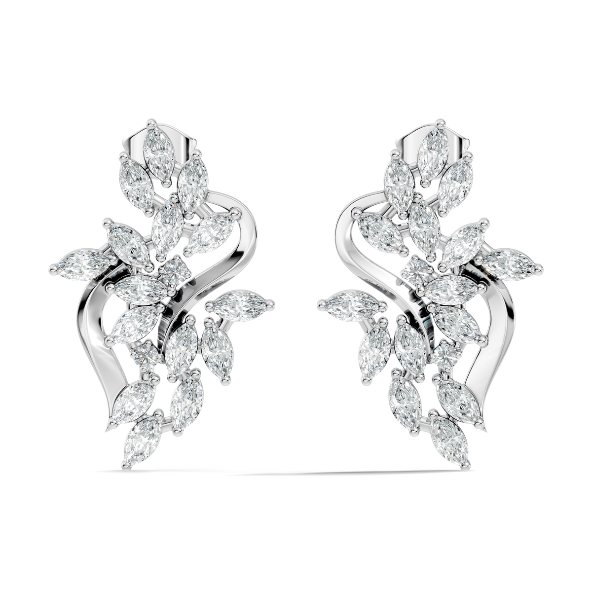 Unique Marquise And Round Cut Diamond Stud  Earring Vintage Antique Affordable Stud Earring Gift For Women's In 14K Solid Gold - HIGHCARAT DIAMONDS