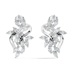 Unique Marquise And Round Cut Diamond Stud  Earring Vintage Antique Affordable Stud Earring Gift For Women's In 14K Solid Gold - HIGHCARAT DIAMONDS
